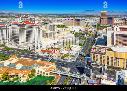 Las Vegas, Nevada, USA - 17 septembre 2018 : rue Principale de Las Vegas est la séquence. Vue de dessus. Banque D'Images