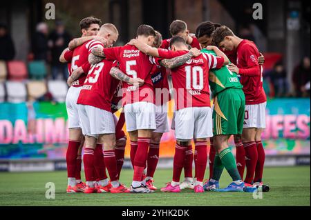 Silkeborg, Danemark. 10 novembre 2024. Les joueurs de Silkeborg IF s'unissent dans un caucus lors du match de 3F Superliga entre Silkeborg IF et Randers FC au Jysk Park à Silkeborg. Banque D'Images