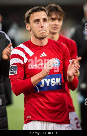 Silkeborg, Danemark. 10 novembre 2024. Jeppe Andersen de Silkeborg vu après le match de Superliga 3F entre Silkeborg IF et Randers FC au Jysk Park à Silkeborg. Banque D'Images