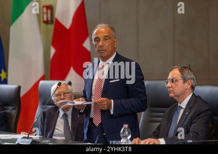 Milan, Italie. 12 novembre 2024. Giuseppe Ondei alla Celebrazione del 150° anniversario di istituzione degli Ordini Forensi nell'aula Magna di Palazzo di Giustizia - Milano, Italia - Martedì, 12 novembre 2024 (foto Stefano Porta/LaPresse) célébration du 150e anniversaire de la création des associations du barreau dans l'Aula Magna du Palais de Justice - Milan, Italie - mardi, 12 novembre 2024 (photo Stefano Porta/Live Lapresse) Banque D'Images