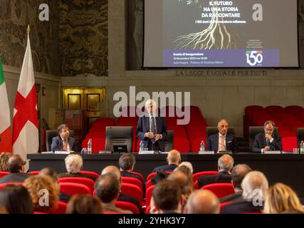 Milan, Italie. 12 novembre 2024. Remo Danovi alla Celebrazione del 150° anniversario di istituzione degli Ordini Forensi nell'aula Magna di Palazzo di Giustizia - Milano, Italia - Martedì, 12 novembre 2024 (foto Stefano Porta/LaPresse) célébration du 150e anniversaire de la création des associations du barreau dans l'Aula Magna du Palais de Justice - Milan, Italie - mardi, 12 novembre 2024 (photo Stefano Porta/LaPresse) Banque D'Images