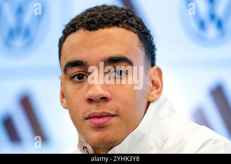 Hesse, Francfort-sur-le-main, Allemagne. 12 novembre 2024. Francfort-sur-le-main, Allemagne. 12 novembre 2024. Jamal Musiala (Deutschland), GER, Pressekonferenz, DFB Fussball Herren Nationalmannschaft Deutschland, AM DFB-Campus à Francfort-sur-le-main, 12.11.2024. Crédit : dpa Picture alliance/Alamy Live News Banque D'Images