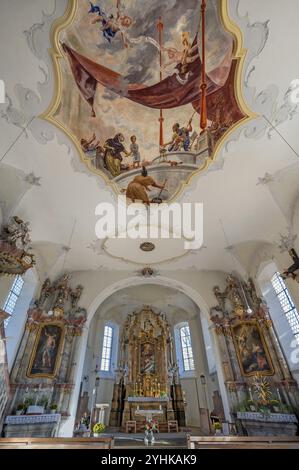 L'église paroissiale de Saint-Alexandre, Ofterschwang, Allgaeu, Bavière, Allemagne, Europe Banque D'Images