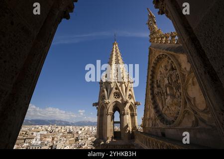 Pinaculos, Catedral de Mallorca, siglo XIII, Monumento Historico-artistico, Palma, majorque, islas baleares, espana, europa Banque D'Images