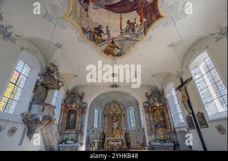 L'église paroissiale de Saint-Alexandre, Ofterschwang, Allgaeu, Bavière, Allemagne, Europe Banque D'Images