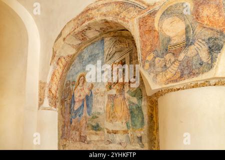 Fresken San Pietro Byzantinischen Fresken in der Kirche Chiesa San Pietro, Otrante, Apulien, Italien, Europa fresques byzantines à l'église de San P. Banque D'Images