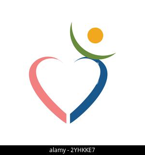 modèle de conception de logo d'icône d'amour de personnes en bonne santé Illustration de Vecteur