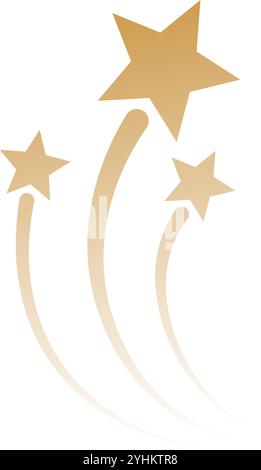 Des étoiles filantes dorées traînent sur un fond blanc. Illustration vectorielle Illustration de Vecteur