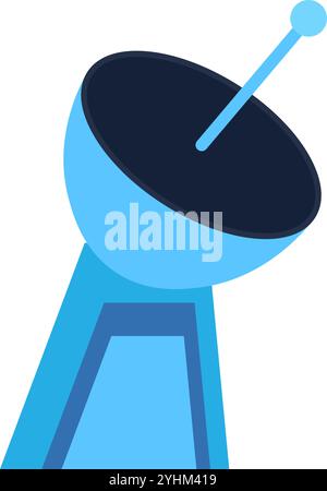 Icône d'antenne satellite de radiodiffusion et de télévision terrestre. Elément stationnaire de dispositif de poursuite d'objets spatiaux. Vecteur plat simple isolé sur Illustration de Vecteur