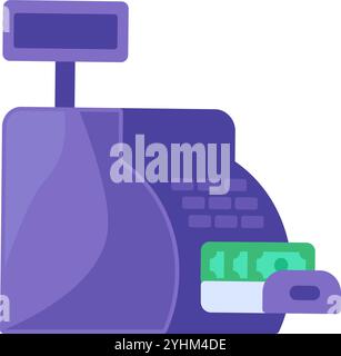 Caisse enregistreuse avec compartiment pour stocker des billets et des icônes de pièces de monnaie. Dispositif pour enregistrer les ventes et les revenus en magasin à l'élément de caisse. Simple plat Illustration de Vecteur
