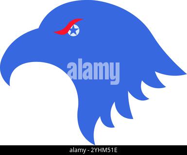 Illustration vectorielle d'une tête d'aigle audacieuse de la collection d'icônes sur le thème du drapeau américain. Une célébration de la culture et de l'identité américaines. Indépendant Illustration de Vecteur