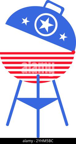 Illustration vectorielle d'un barbecue avec couverture de la collection d'icônes sur le thème du drapeau américain. Une célébration de la culture et de l'identité américaines. Illustration de Vecteur