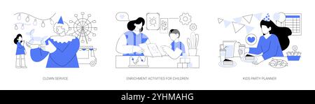 Services pour les enfants isolés illustrations vectorielles de dessin animé se Illustration de Vecteur