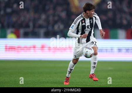 Nicolo Savona de la Juventus FC en action lors du match de série A entre la Juventus FC et le Torino FC au stade Allianz le 9 novembre 2024 à Turin, Italie . Banque D'Images