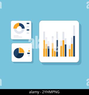 Concept d'analyse financière des indicateurs d'entreprise, recherche statistique, données d'entreprise Illustration de Vecteur