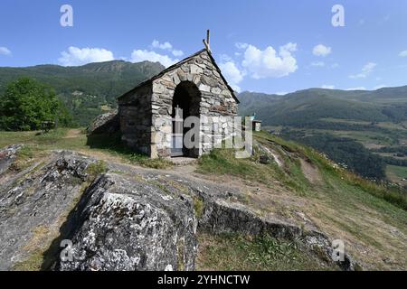 Chapelle Saint Justin, Belvédère, Oratoire, Croix et point de vue à Barèges Hautes-Pyrénées Pyrénées France Banque D'Images