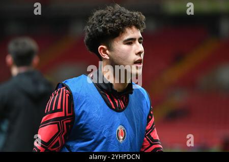 Londres, Angleterre. 12 novembre 2024. Kai Enslin avant le match du Bristol Street Motors Trophy entre Charlton Athletic et Bromley à The Valley, Londres. Kyle Andrews/Alamy Live News Banque D'Images