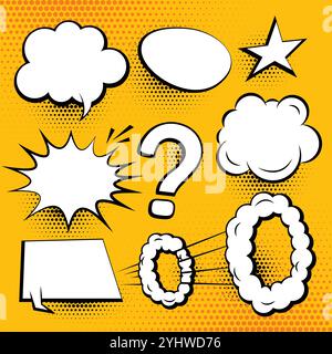 Jeu de bulles de bande dessinée chat et expressions Illustration de Vecteur