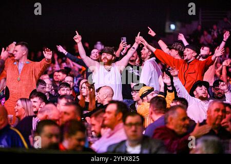 WV Active, Aldersley, Wolverhampton, Royaume-Uni. 12 novembre 2024. 2024 PDC Grand Chelem of Darts, jour 4 ; les fans apprécient une chanson chantée au Darts Credit : action plus Sports/Alamy Live News Banque D'Images