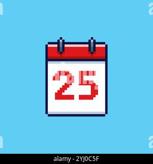 Pixel art date 25 conception des actifs du jeu de calendrier Illustration de Vecteur