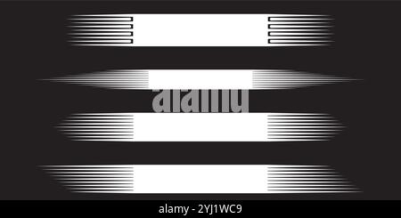 Lignes de mouvement de style dessin animé noir avec coins doux. Fond de texte avec lignes de vitesse. Ensemble d'effets de vitesse vectorielle. Illustration de Vecteur