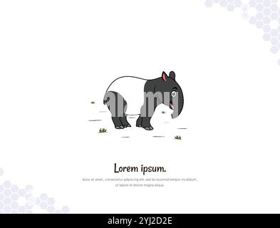 Art vectoriel Tapir Cartoon pour paysage de décoration murale. Collection d'illustrations animales. pour la décoration de salle, les événements, etc Illustration de Vecteur