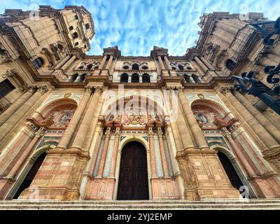 Cathédrale de Malaga, façade de l'église chrétienne, Andalousie, Espagne Banque D'Images