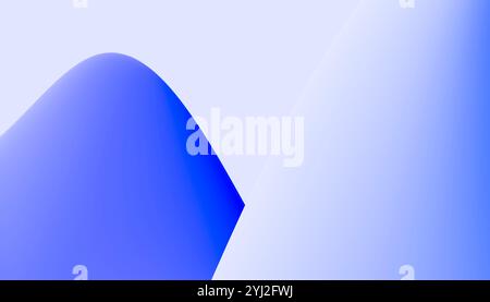 Fond dégradé bleu et blanc abstrait avec un design ondulé lisse. Banque D'Images