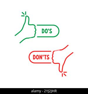 les pouces vers le haut et vers le bas comme les dos et les donts Illustration de Vecteur