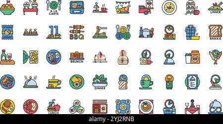 Mealsof the day icônes Collection d'icônes vectorielles de haute qualité avec Stroke modifiable. Idéal pour les projets professionnels et créatifs. Illustration de Vecteur