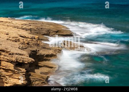 Vue sur la côte ouest de Cala Mesquida, île de Majorque, Espagne Banque D'Images