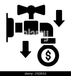 Activité de fonds et flux d'argent, concept d'illustration vectorielle de qualité supérieure. Symbole d'icône de glyphe. Illustration de Vecteur