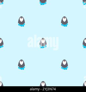 Pingouin sur un motif de floe de glace sans couture. Ornement pour tissu pour enfants. Fond de pingouins Illustration de Vecteur