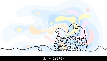 Décoration de Noël. Gnomes de Noël de dessin animé mignons. Illustration de Vecteur