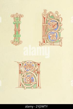 Manuscrit avec l'alphabet des lettres majuscules d'une passionale, ou collection de vies de Saints. xiie siècle. Londres. 1833 Banque D'Images