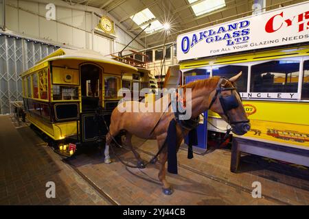 . Early, Horse Drawn Tram, Crich, National Tram Museum, Banque D'Images
