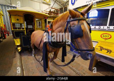 . Early, Horse Drawn Tram, Crich, National Tram Museum, Banque D'Images