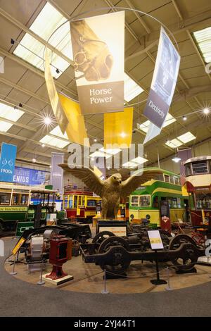 . Grand hall d'exposition, Crich, tramway national, musée, Banque D'Images