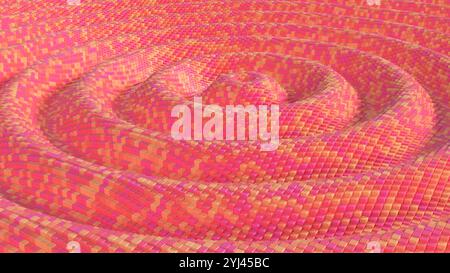 motif d'onde coloré fait de cubes de rendu 3d. ondulations de surface orange rose abstraites Banque D'Images