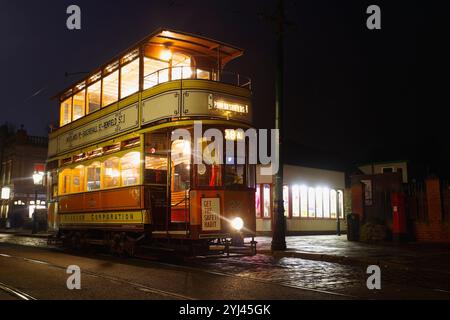 Crich, tramway, Musée, Village, Banque D'Images