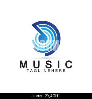 Modèle de conception d'illustration de logo de vecteur de musique Illustration de Vecteur