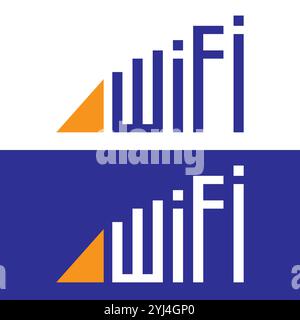 Texte bleu wifi isolé sur fond blanc Illustration de Vecteur