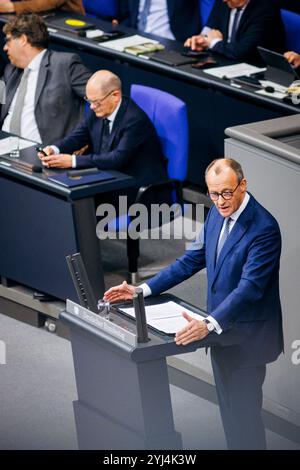 Berlin, Deutschland. 13 novembre 2024. Friedrich Merz, CDU, enregistré lors d'un interrogatoire du gouvernement au Bundestag allemand à Berlin, le 13 novembre 2024. Crédit : dpa/Alamy Live News Banque D'Images