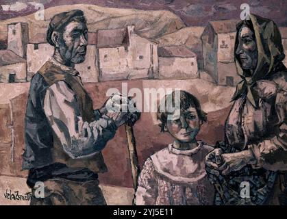 PINTURA-FAMILIA-. AUTEUR : JOSE VELA ZANETTI (1913-1999). Lieu : COLLECTION PRIVÉE. MADRID. ESPAGNE. Banque D'Images