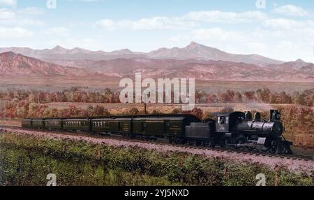 Locomotive à vapeur 346, Chicago, Burlington & Quincy Railroad, Colorado 1900. Banque D'Images