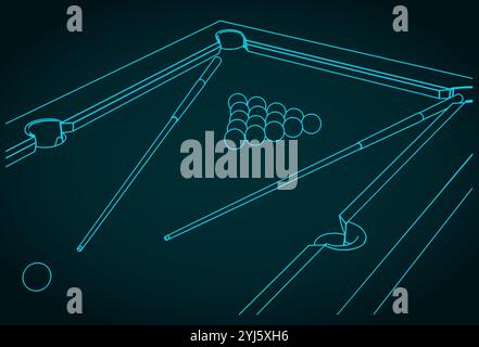 Illustration vectorielle stylisée de la table de billard en gros plan Illustration de Vecteur