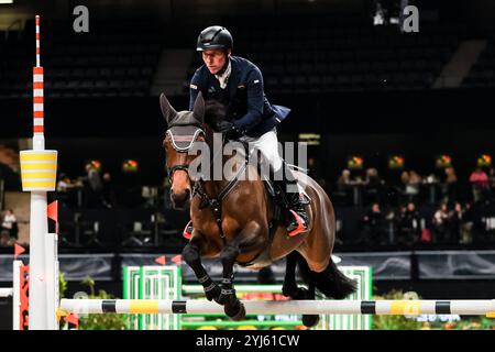 Platz fuer Dreher Hans-Dieter auf Forjoy du Moulin, RV Dreilaendereck Preis der Firma Schmidt Sporthandschuhe GmbH Nat. Springpruefung kl. S Baden-Wuerttemberg GER, Stuttgart German Masters 2024, 38. internationale Reitturnier, 13.11.2024 Foto : Eibner-Pressefoto/Roger Buerke Banque D'Images