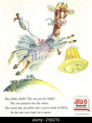 1956 Jello Jell-O ad - comptine Hey Diddle Diddle - General Foods Corporation Banque D'Images