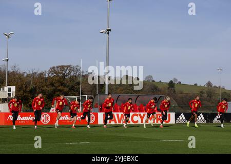 PONTYCLE, ROYAUME-UNI. 13 novembre 2024. Équipe du pays de Galles lors d'une séance d'entraînement à la station de Vale en prévision du match de l'UEFA Nations League 2025 contre la Turquie au stade Kadir Has le 16 novembre (PIC by John Smith/FAW) crédit : Football Association of Wales/Alamy Live News Banque D'Images