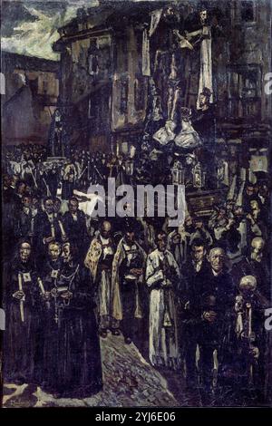 PROCESION DEL SANTO ENTIERRO - SIGLO XX. AUTEUR : JOSE GUTIERREZ SOLANA (1886/1945). Banque D'Images